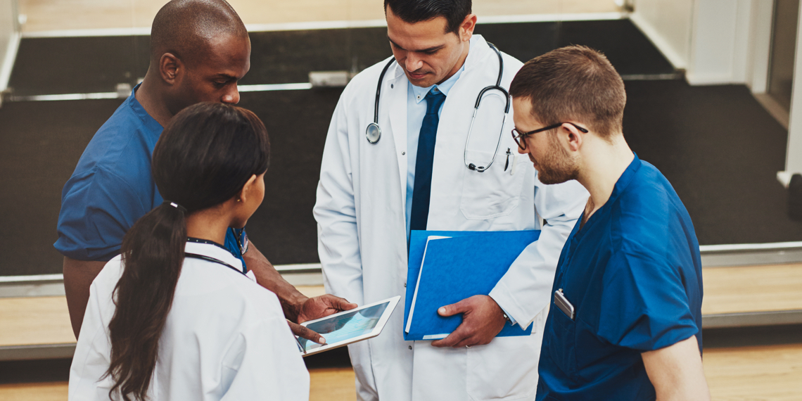 Doctors getting trained by Abbott an Interactive Training Platform