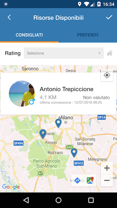 Map screen of Idea Lavoro an Online Job Portal