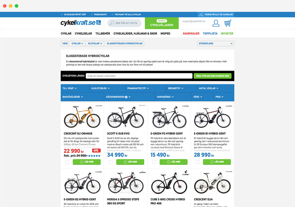 home page of an ecommerce website of bikes